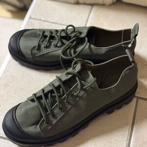 Zara Olive Green Canvas Lace-Up Sneakers